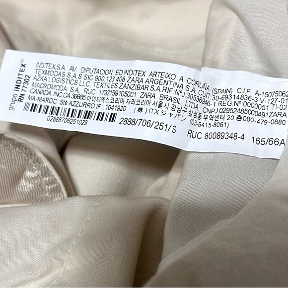 NWOT ZARA Cream Belted Pocket Relaxed Fit Versatile Cotton Trouser Pants Size S - Picture 5 of 8